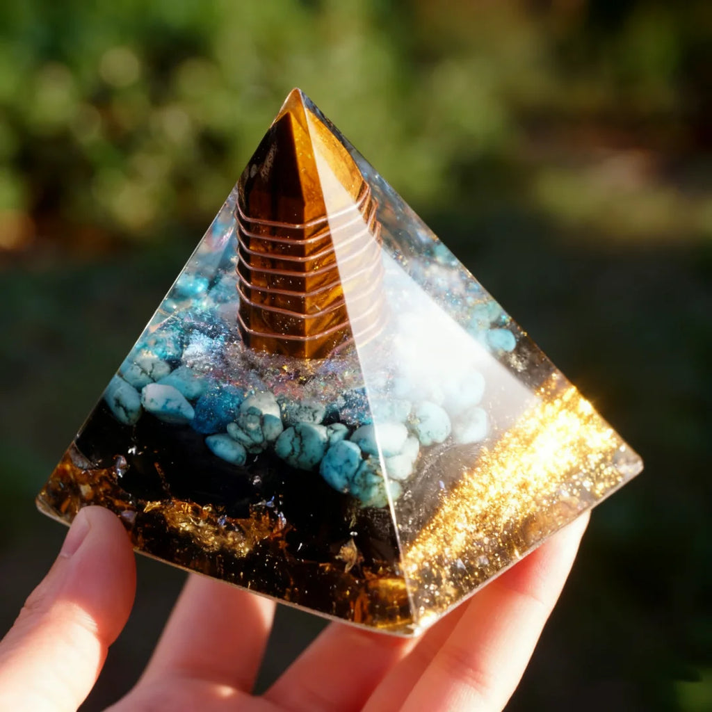 Orgonite Stone and Copper Pyramid Decor