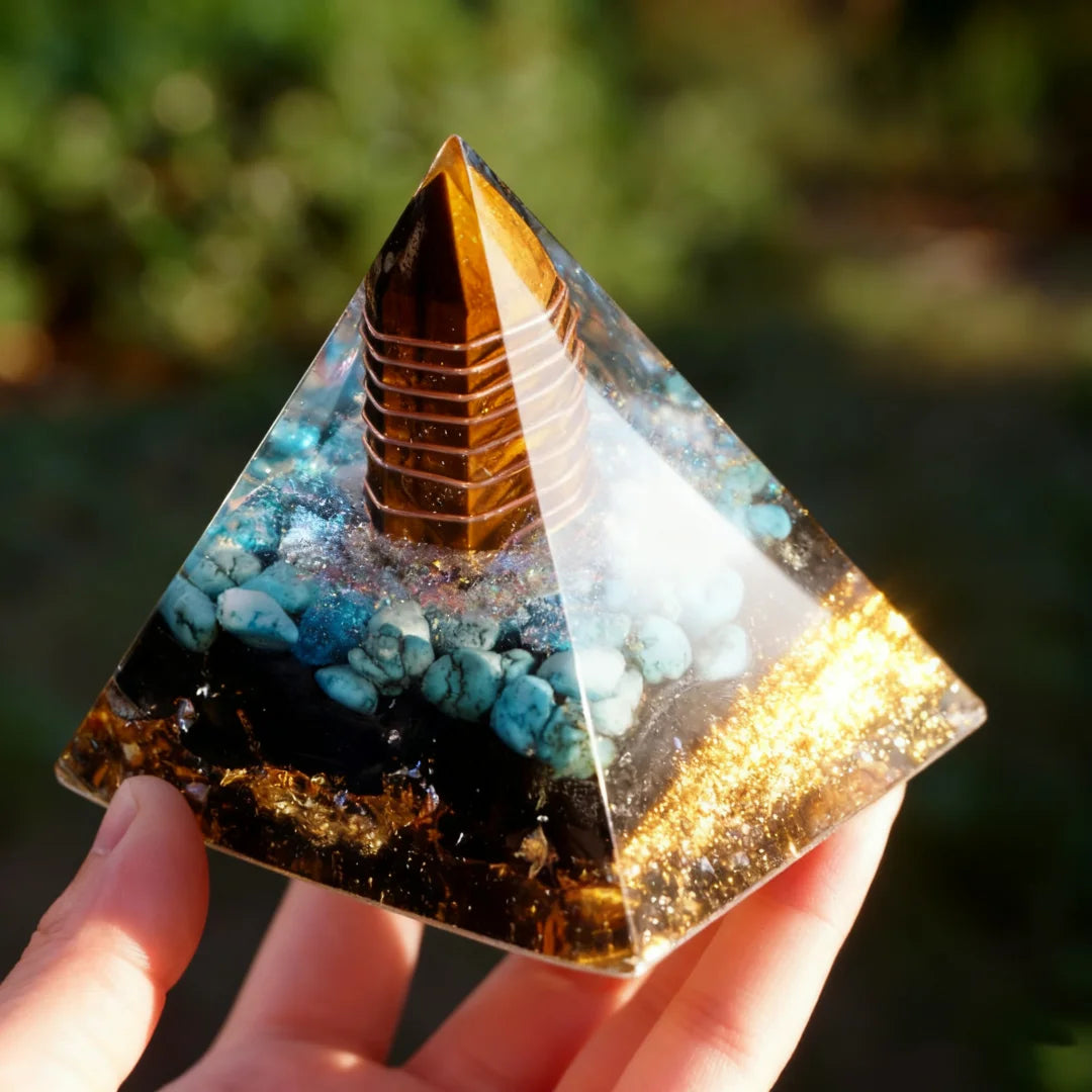 Orgonite Stone and Copper Pyramid Decor