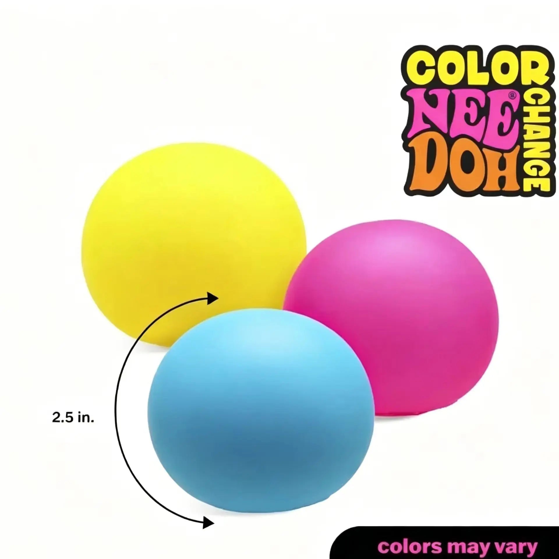Color-Changing Schylling Stress Relief Balls: Fidget Toy for Anxiety Relief, 3 colors.