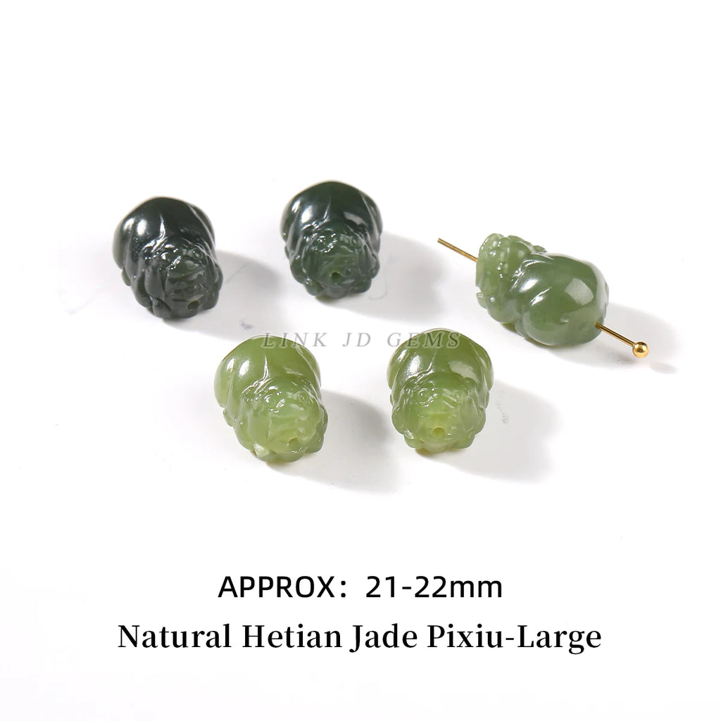 Natural Hetian Jade Pixiu Buddha Bead