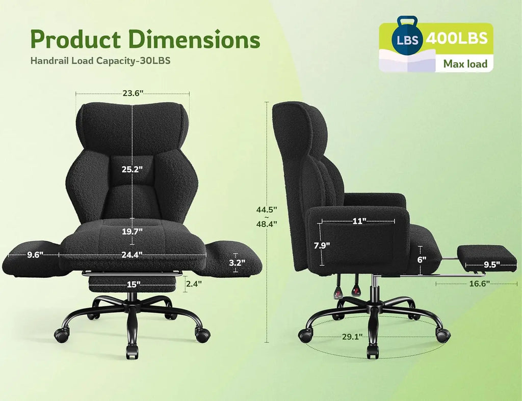 Big and Tall Ergonomic Office Chair with Footrest
