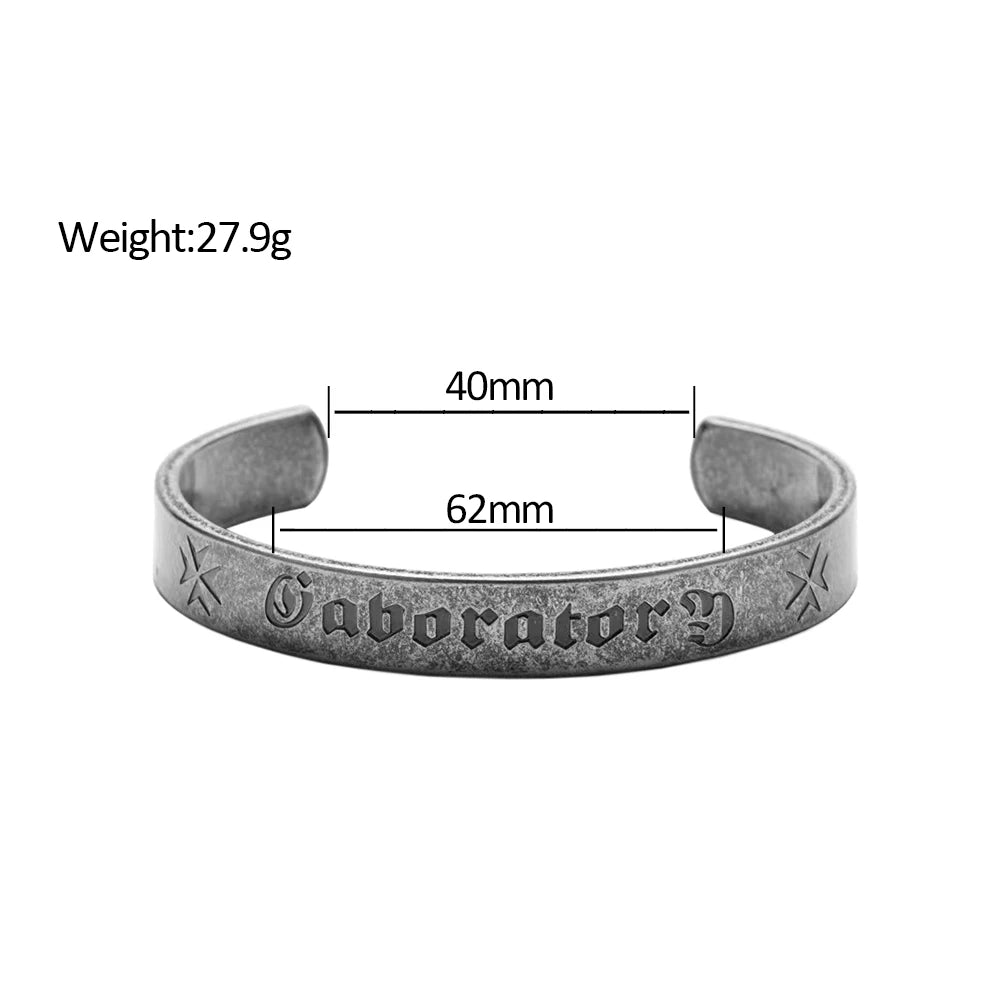 Stainless Steel Sutra Mantra Cuff Bracelet