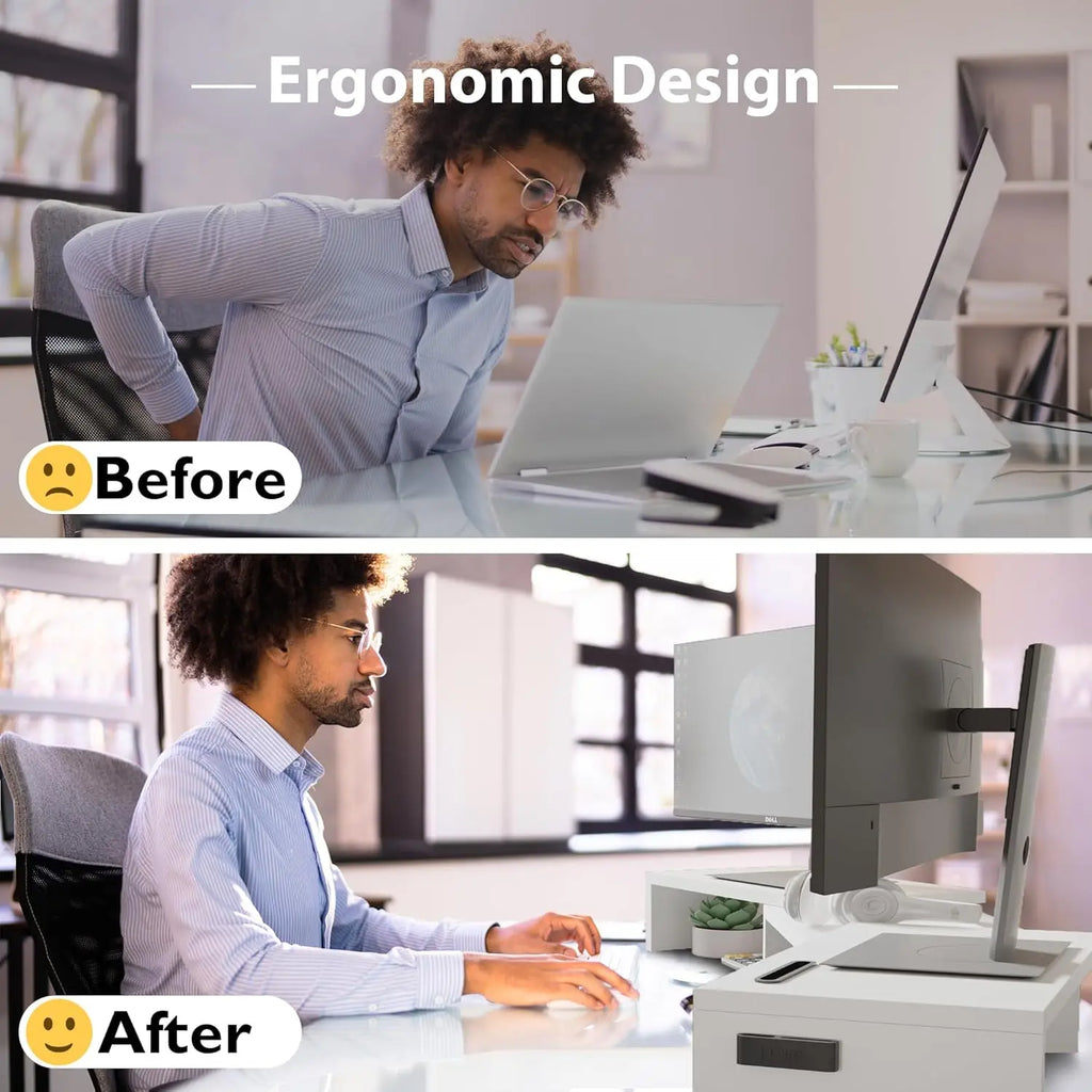 Adjustable Dual Monitor Stand with Phone Holder
