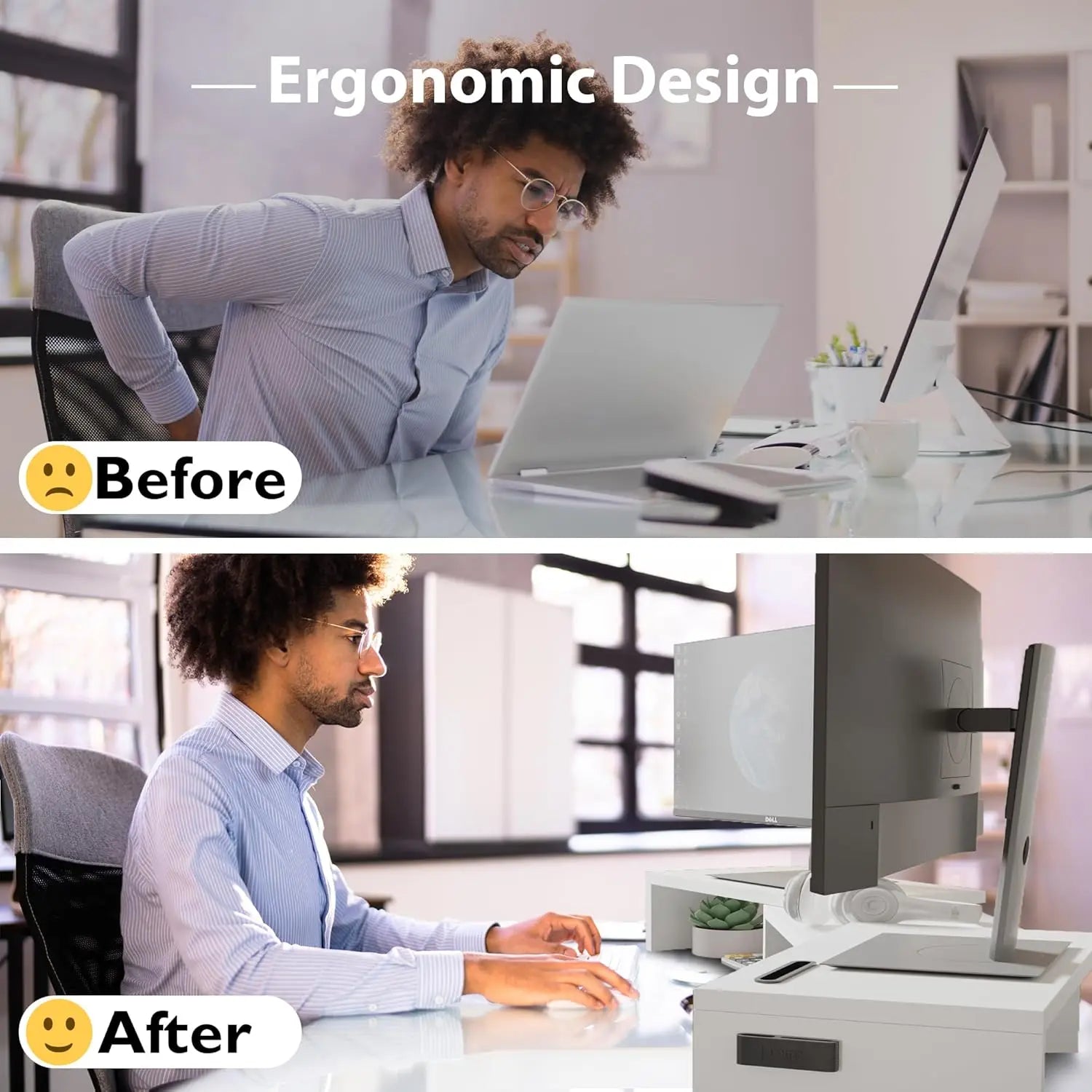 Adjustable Dual Monitor Stand with Phone Holder