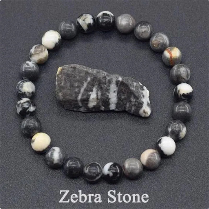 8 mm Natural Stone Beaded Bracelet