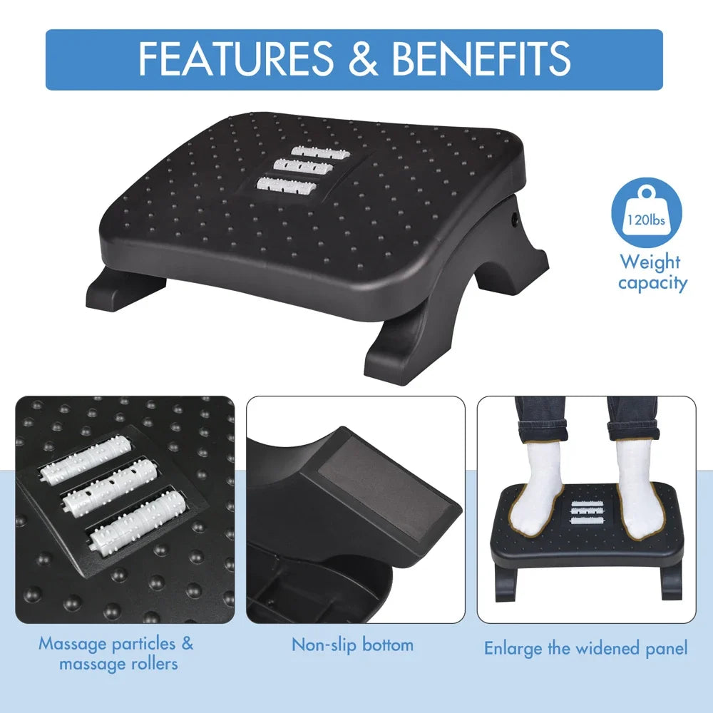 Ergonomic Under-Desk Footrest with Rollers