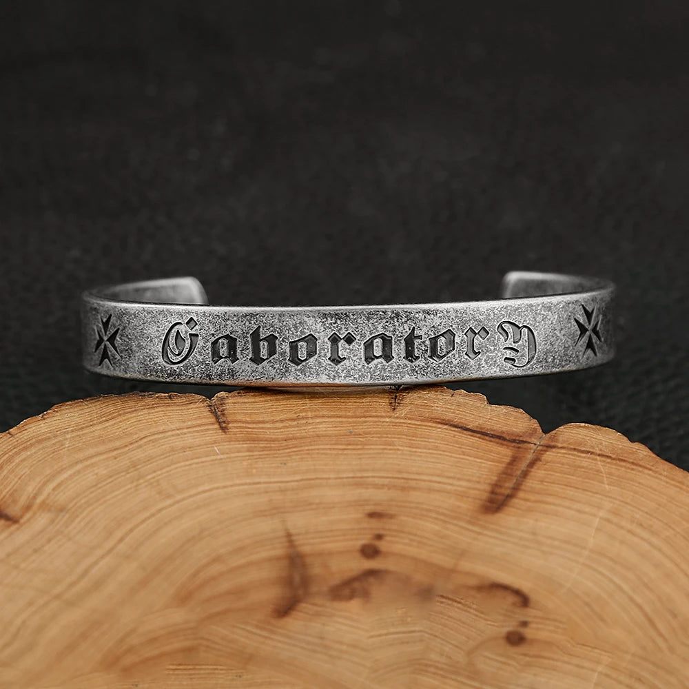 Stainless Steel Sutra Mantra Cuff Bracelet