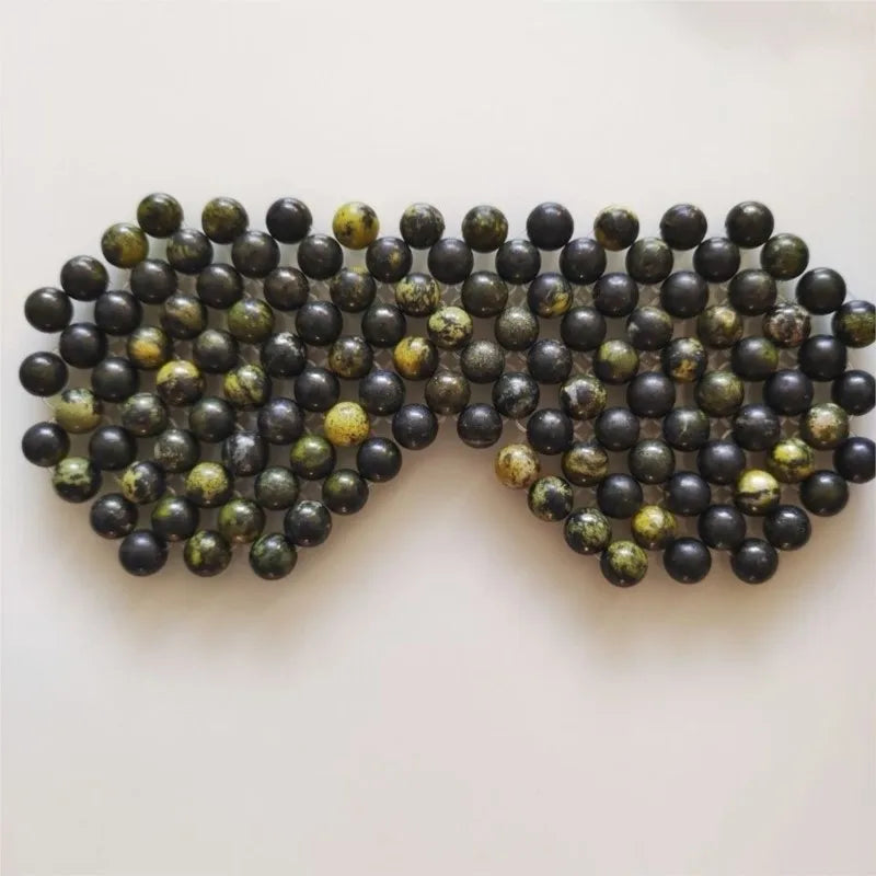Natural Jade Eye Mask Healing Stone Woven Bead Eye Shade Cold Compress Massage Relieve Eye Fatigue Sleep Aid Eye Care Tools